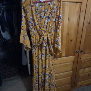Floral Mustard Maxi Dress
